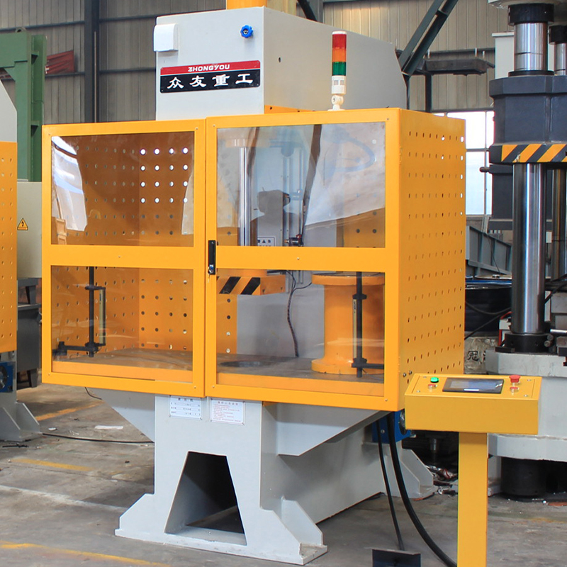 100吨带PLC风冷防护罩单臂油压机 100T带PLC风冷防护液压机