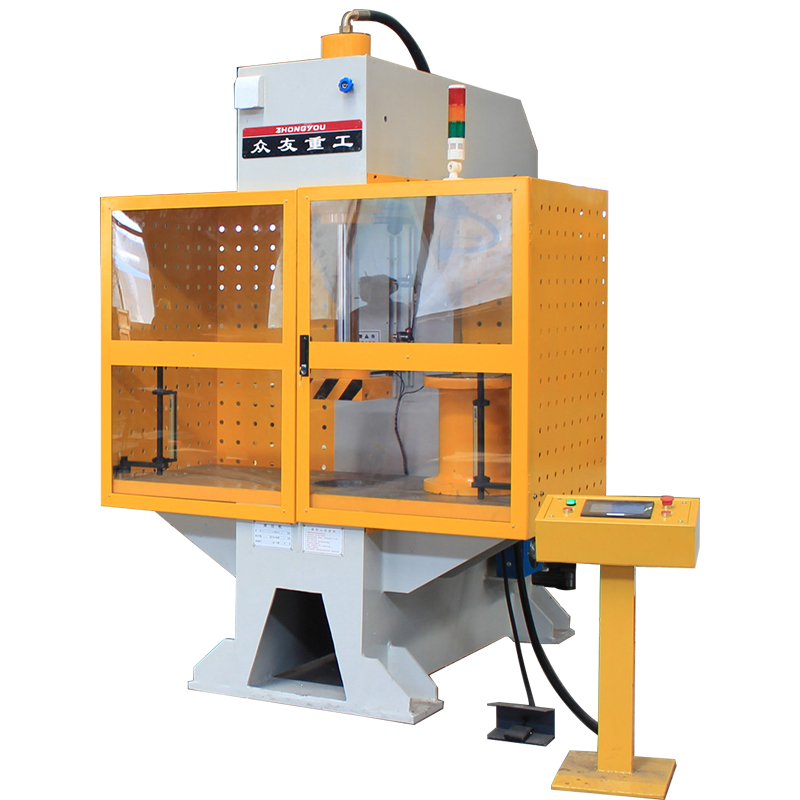 100吨带PLC风冷防护罩单臂油压机 100T带PLC风冷防护液压机